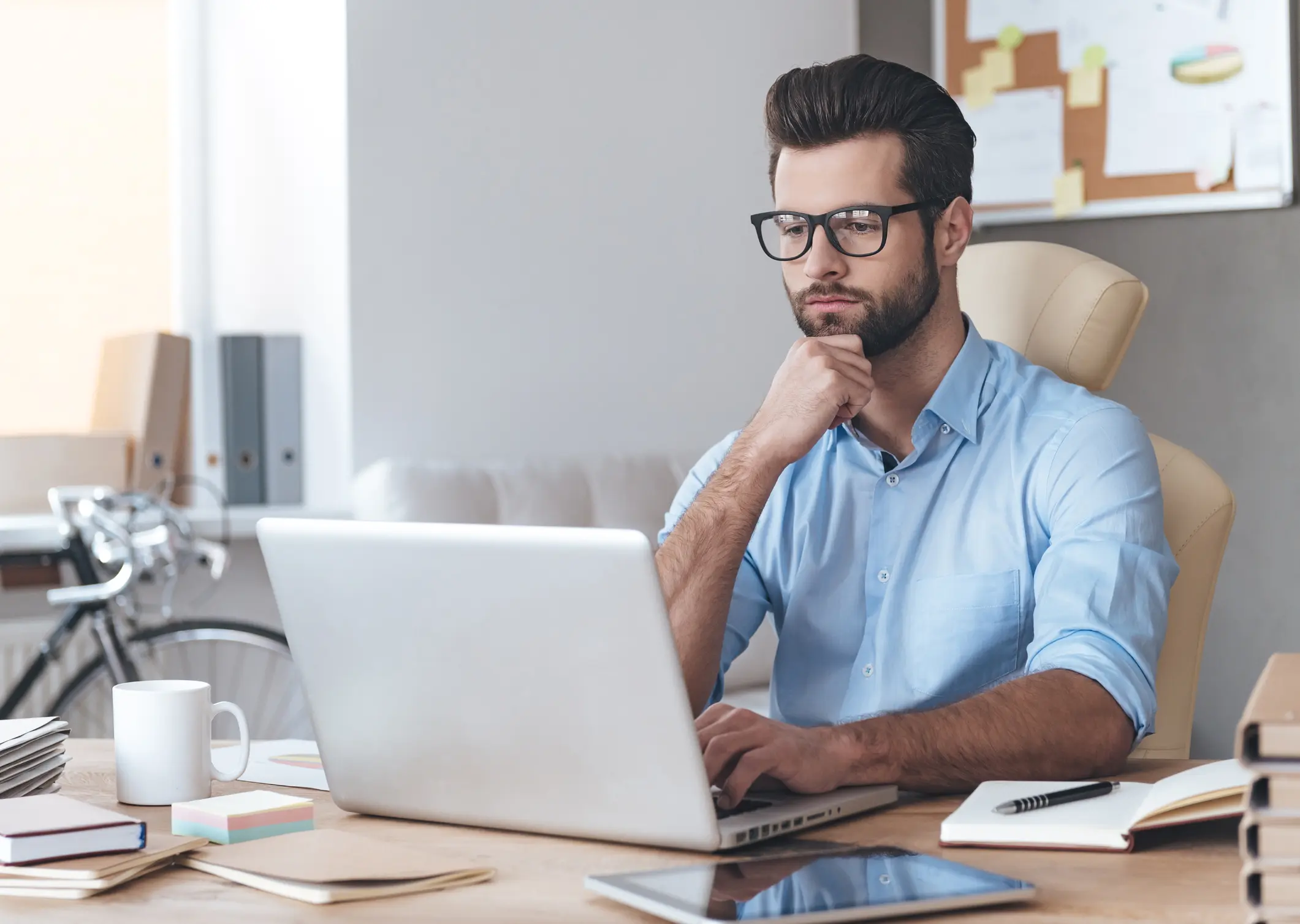 Individual working on tax returns